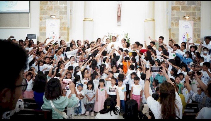 PASKAHAN CERIA BERSAMA ANAK-ANAK PAROKI ST. ALOYSIUS GONZAGA CIJANTUNG 