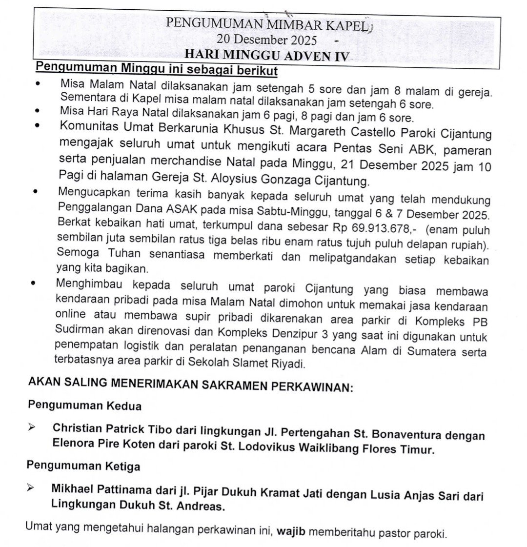 Pengumuman 20-21 Desember 2025