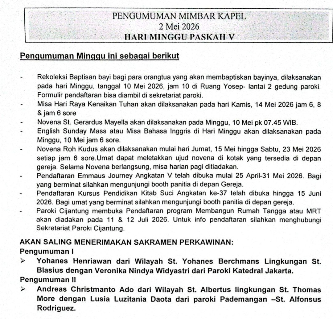 Pengumuman 2-3 Mei 2026
